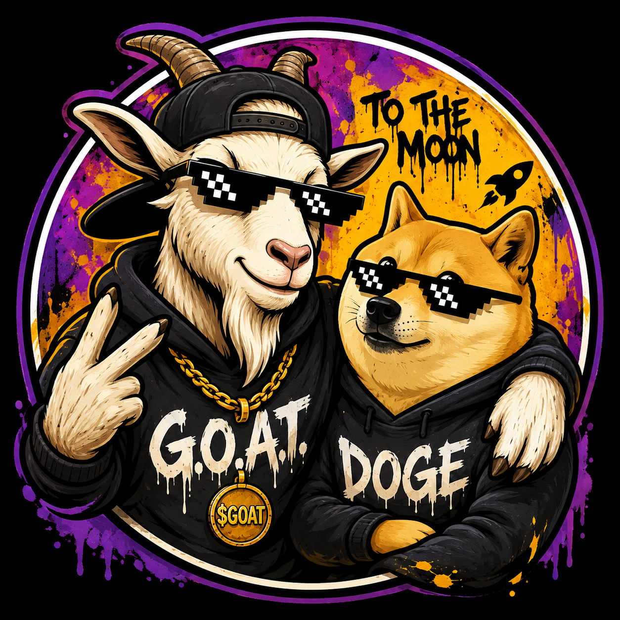 Doge and goat meme logo